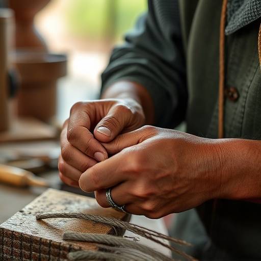 Manos de artesano trabajando arcilla en un taller tradicional
