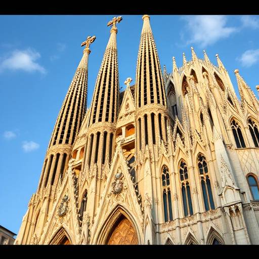 Sagrada Familia de Barcelona con detalles arquitect&oacute;nicos &uuml;nicos